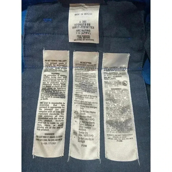 Workrite 2112 Nomex IIIA FR Mens Safety Pants Men 38x Blue Good Used Condition* - Picture 7 of 10
